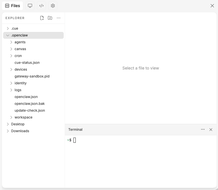 Agent workspace files view